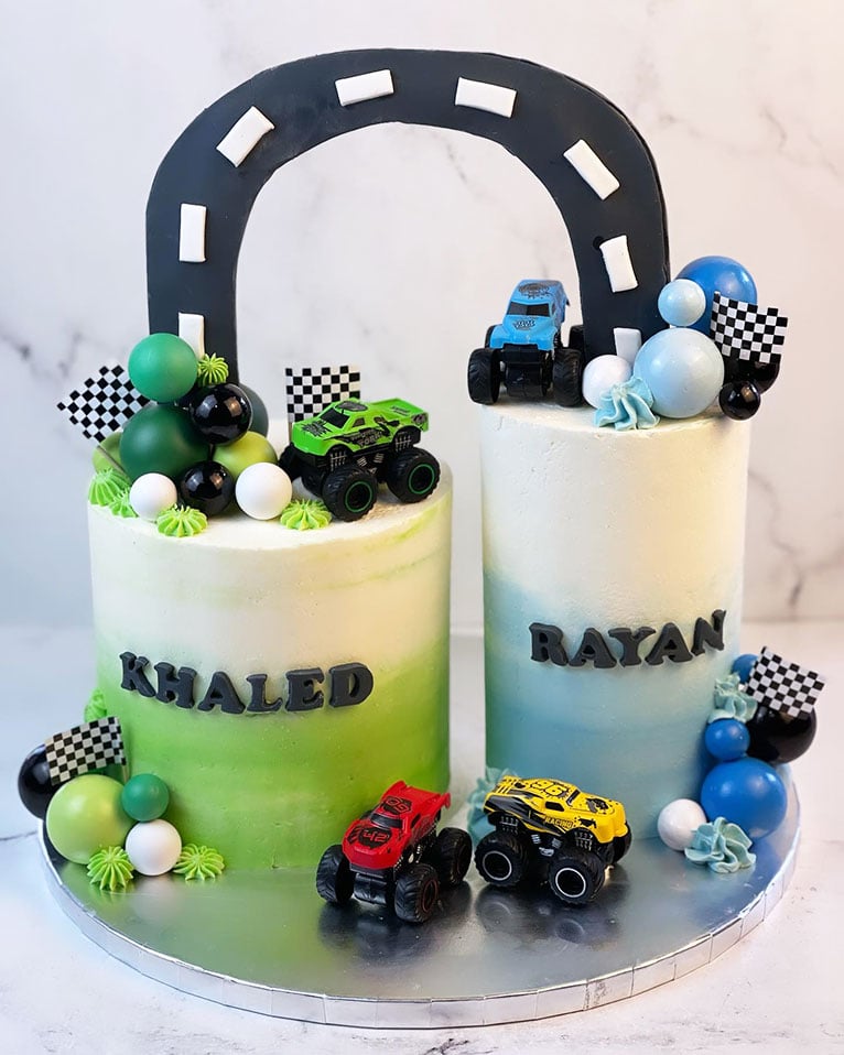 Double Monster Truck Birthday cake.