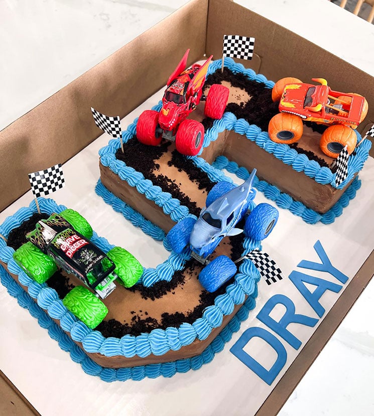 Monster Truck number five birthday cake.