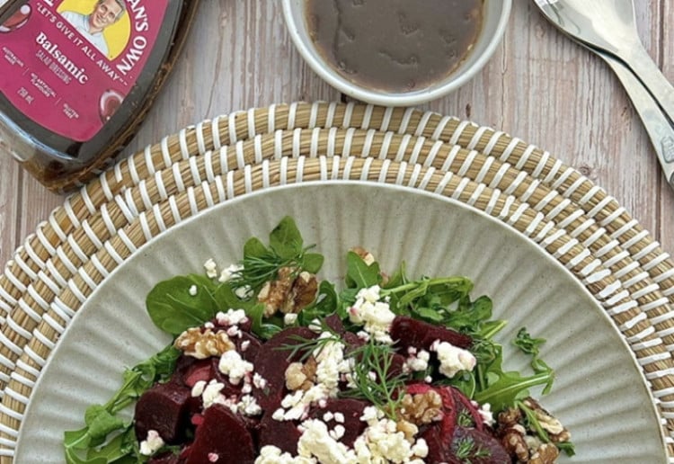 Beetroot Salad with Walnuts, Feta and Balsamic Dressing
