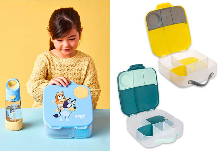 Assorted images of the b.box 2L kids' lunch boxes.