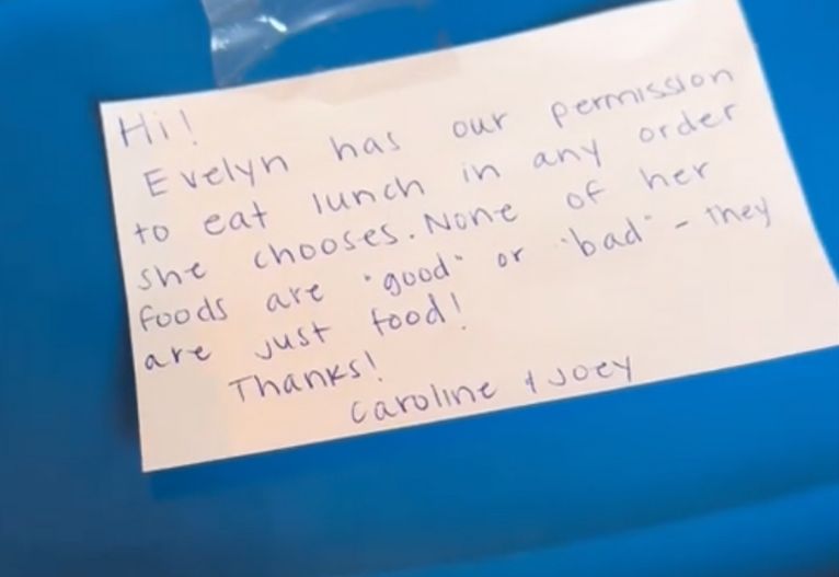 Mum's lunchbox note to teacher