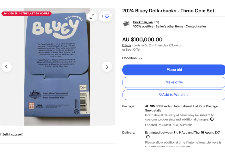 Bluey Dollarbucks ebay