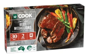 Slow cooked beef medallions