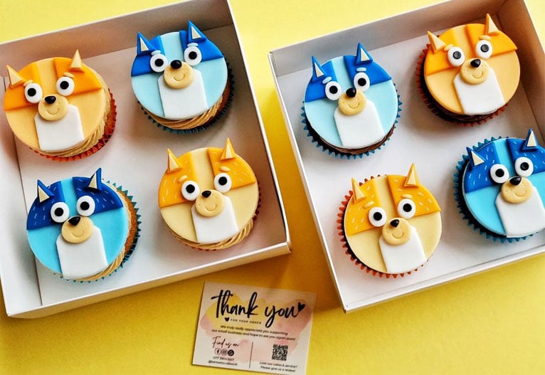 Bluey-themed cupcakes. Source: tantasticcakesuk