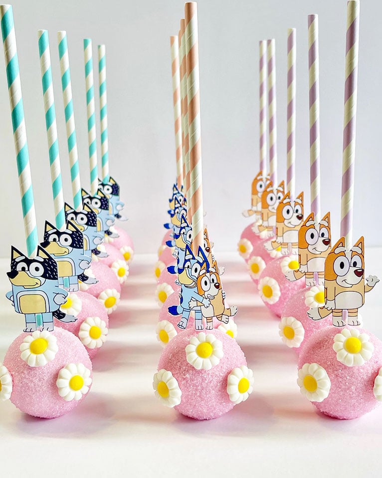 Bluey cake pops. Source: camarenacakepops