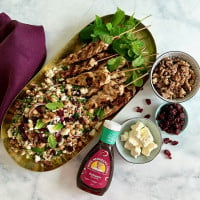 Balsamic Chicken Skewers with Cranberry and Feta Couscous