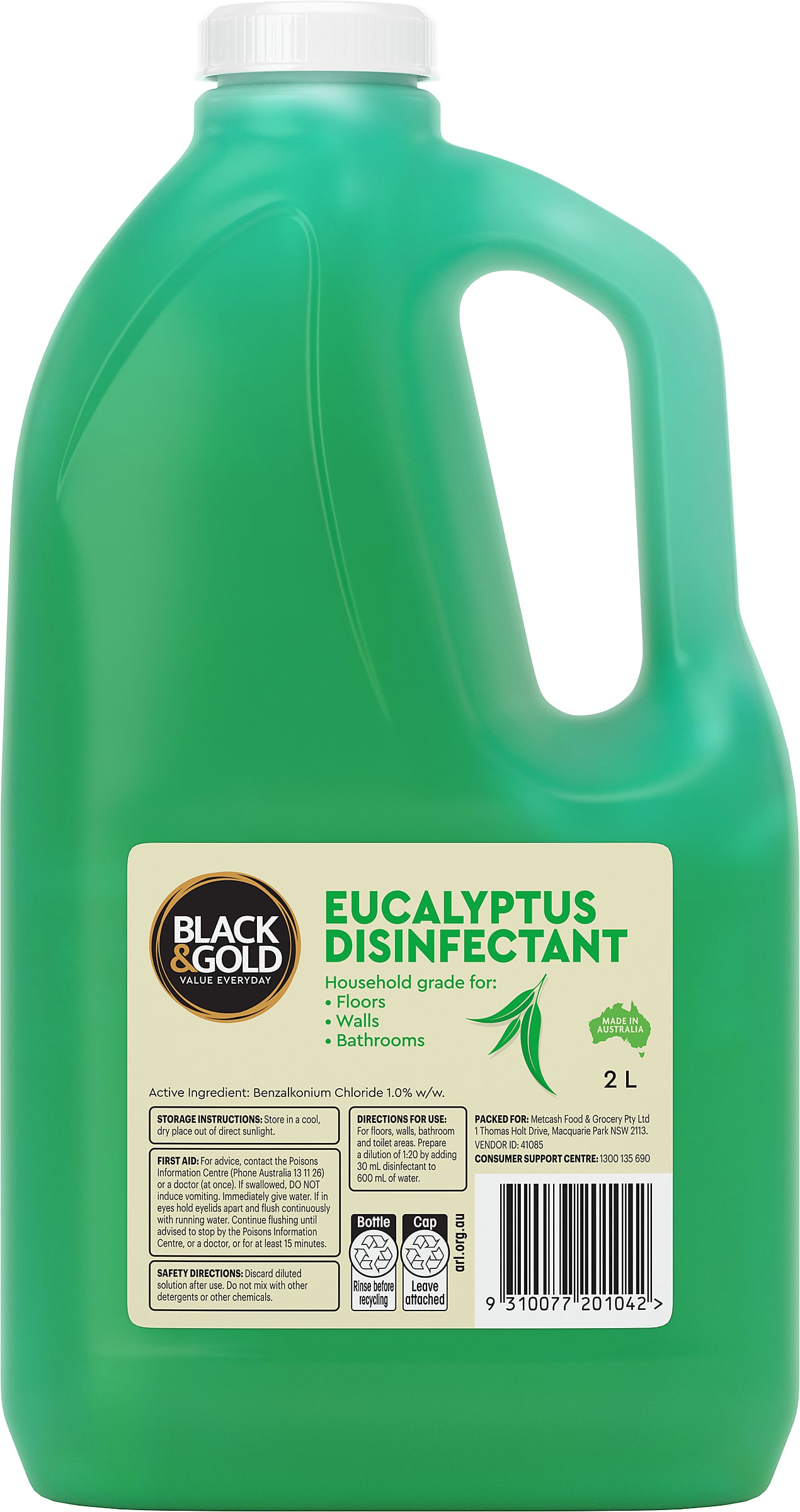 Black & Gold Eucalyptus Disinfectant 2L