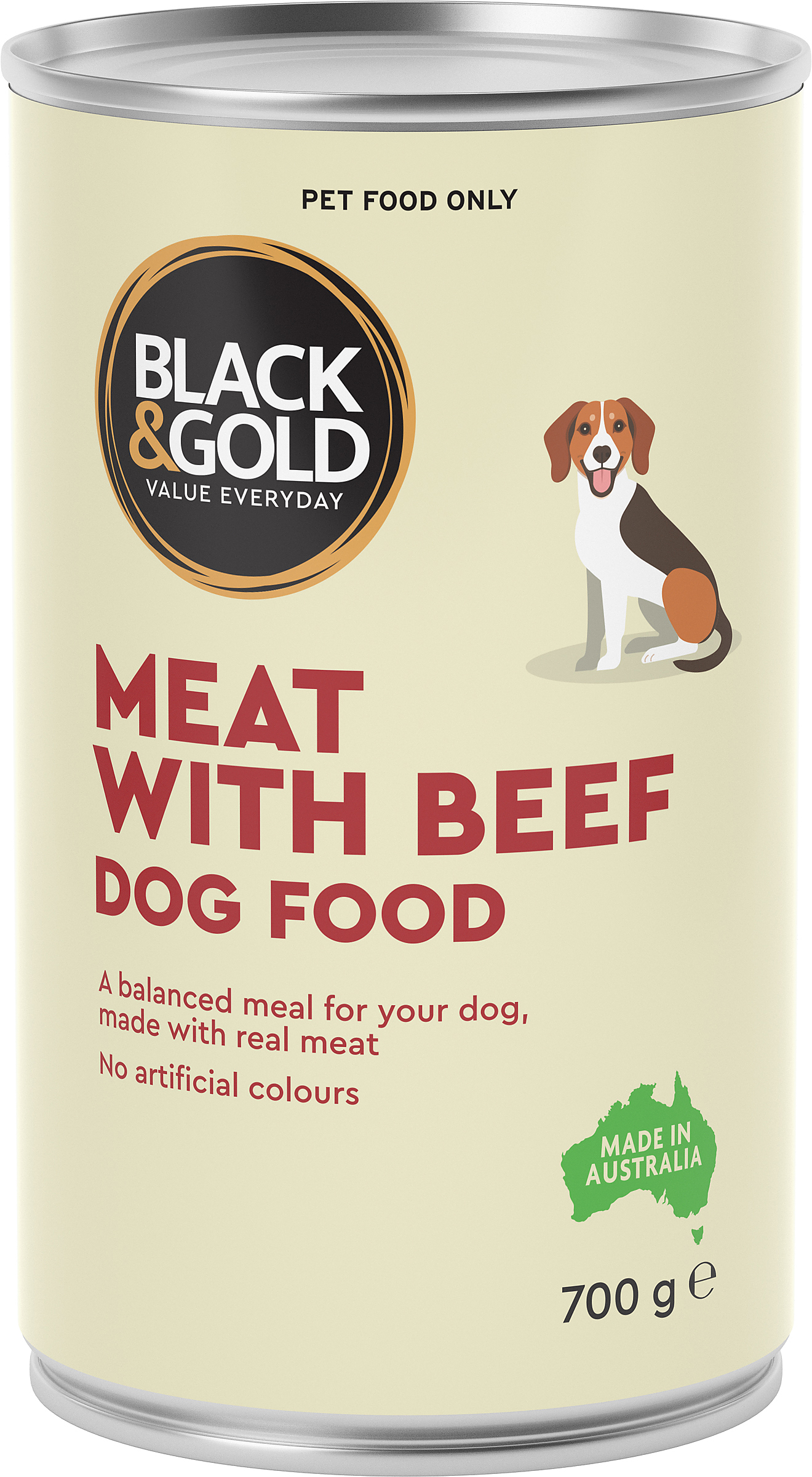 Black & Gold Meat with Beef Dog Food 700g 070314