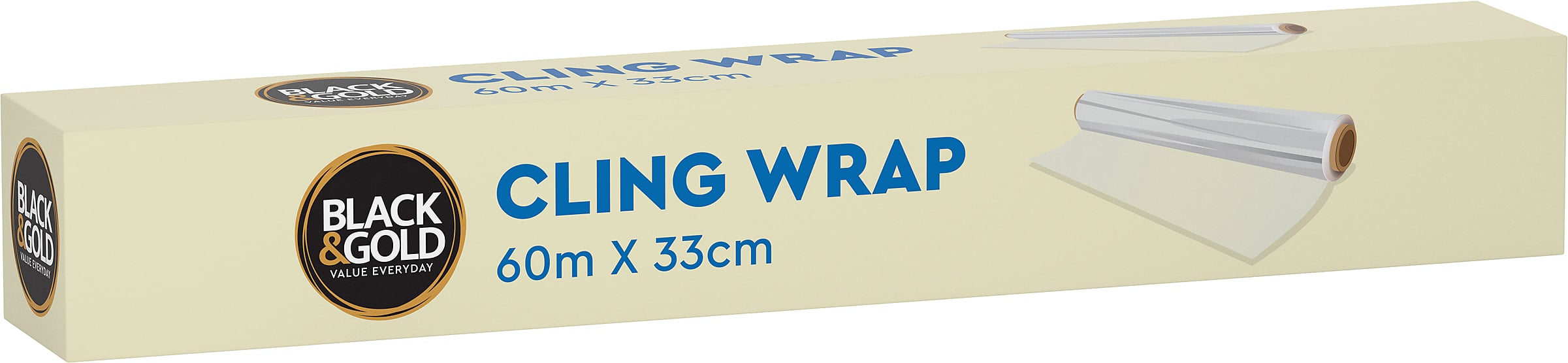 Black & Gold Cling Wrap 60m x 33cm