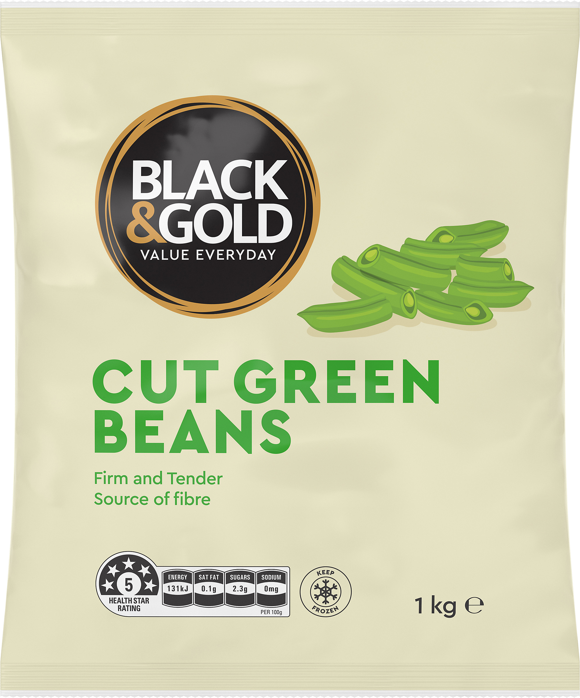 Black & Gold Cut Green Beans 1kg 121937
