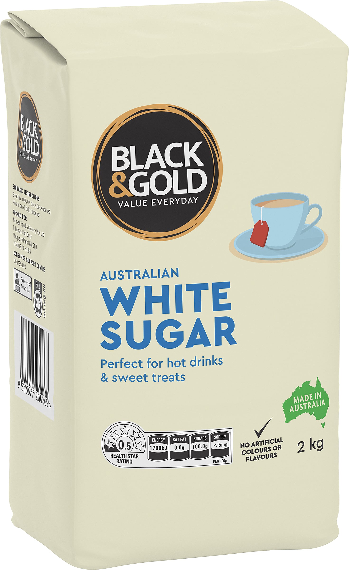 Black & Gold Australian White Sugar 2kg 348505