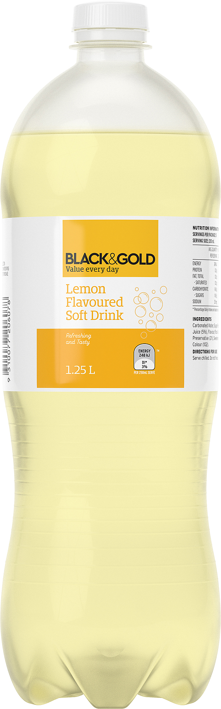 Black & Gold Lemon Flavoured Soft Drink 125L