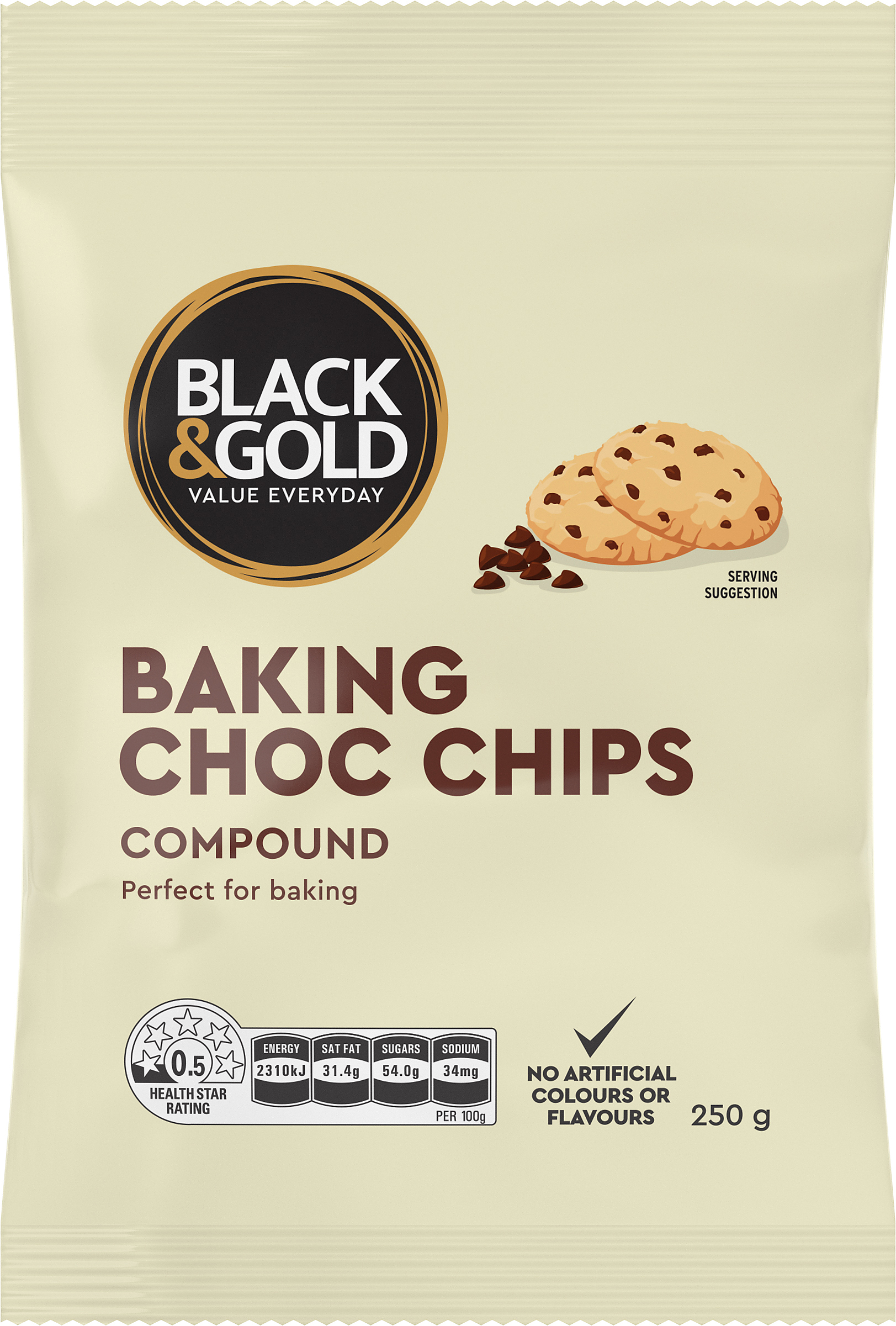Black & Gold Baking Choc Chip Bits Compound 250g 325913