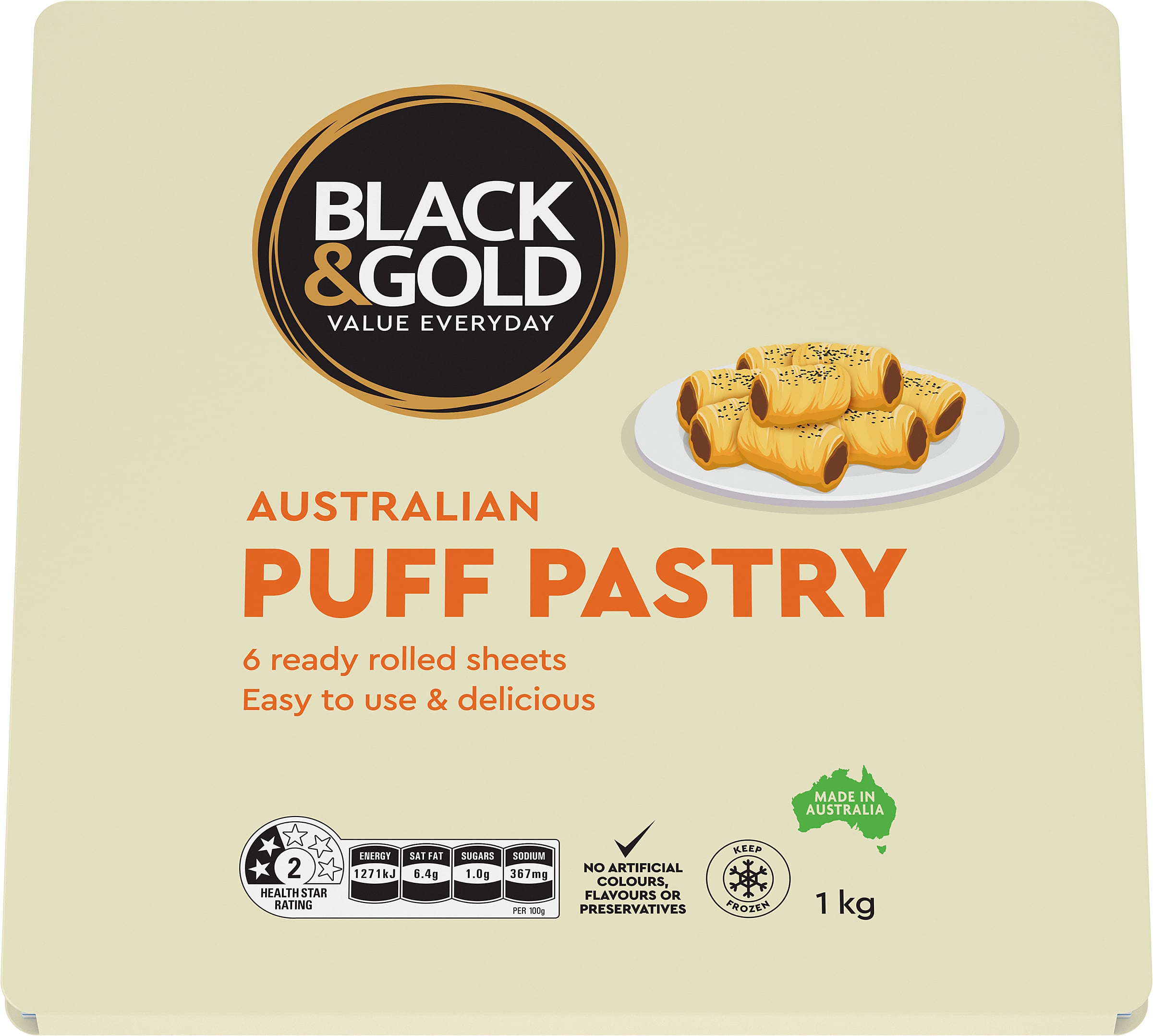 Black & Gold Puff Pastry 1kg 132302