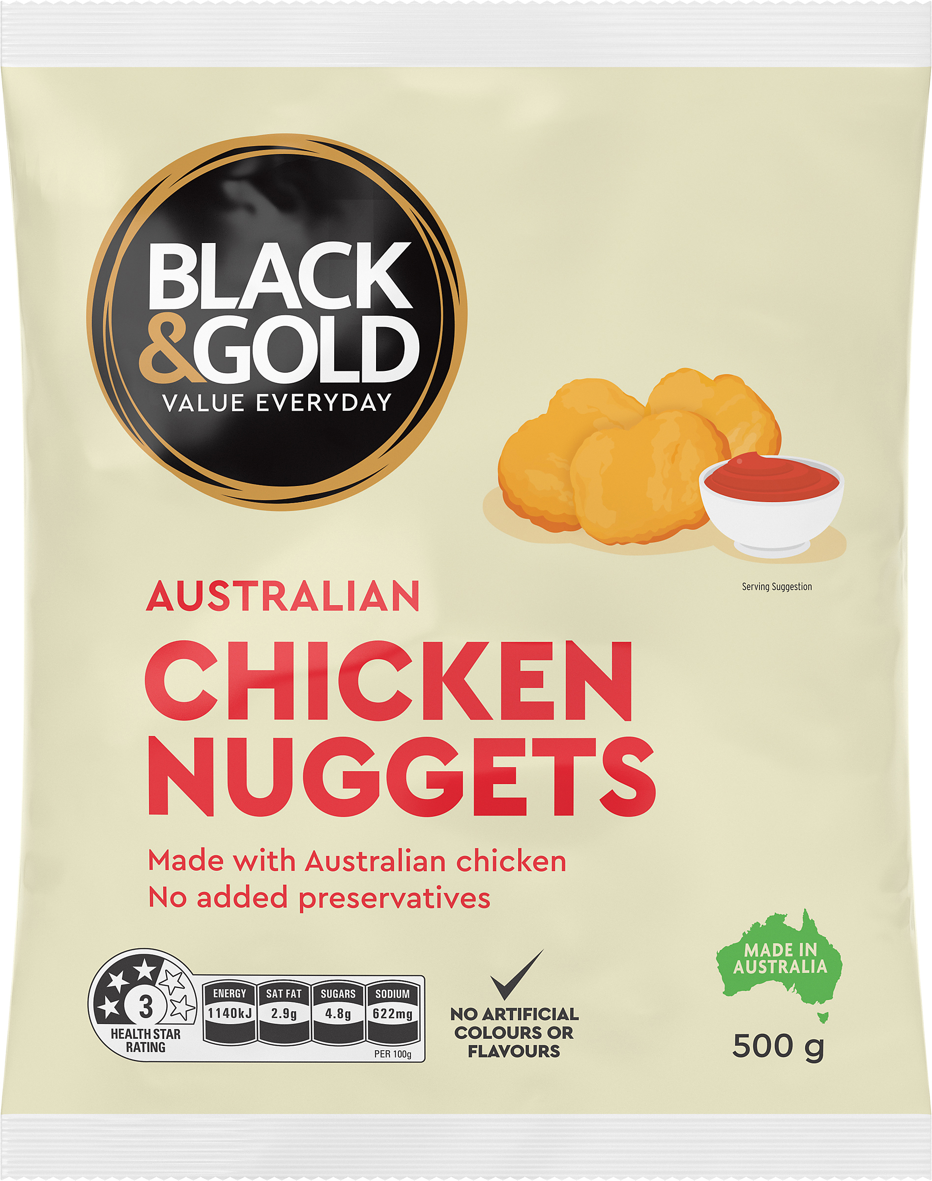Black & Gold Australian Chicken Nuggets 500g