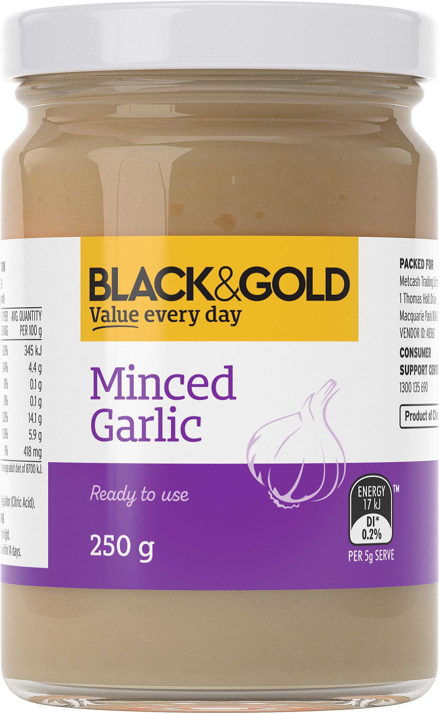 Black & Gold Garlic Minced 250g