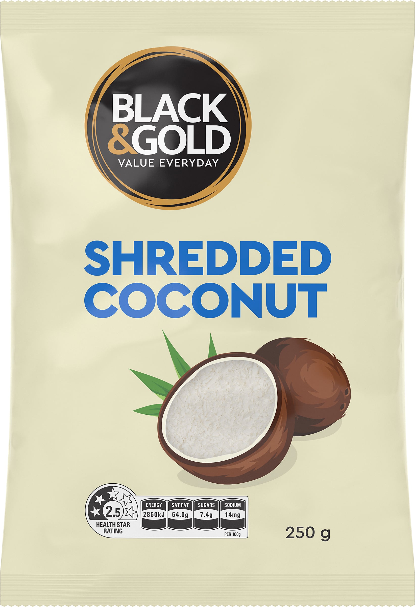 Black & Gold Shredded Coconut 250g 345052