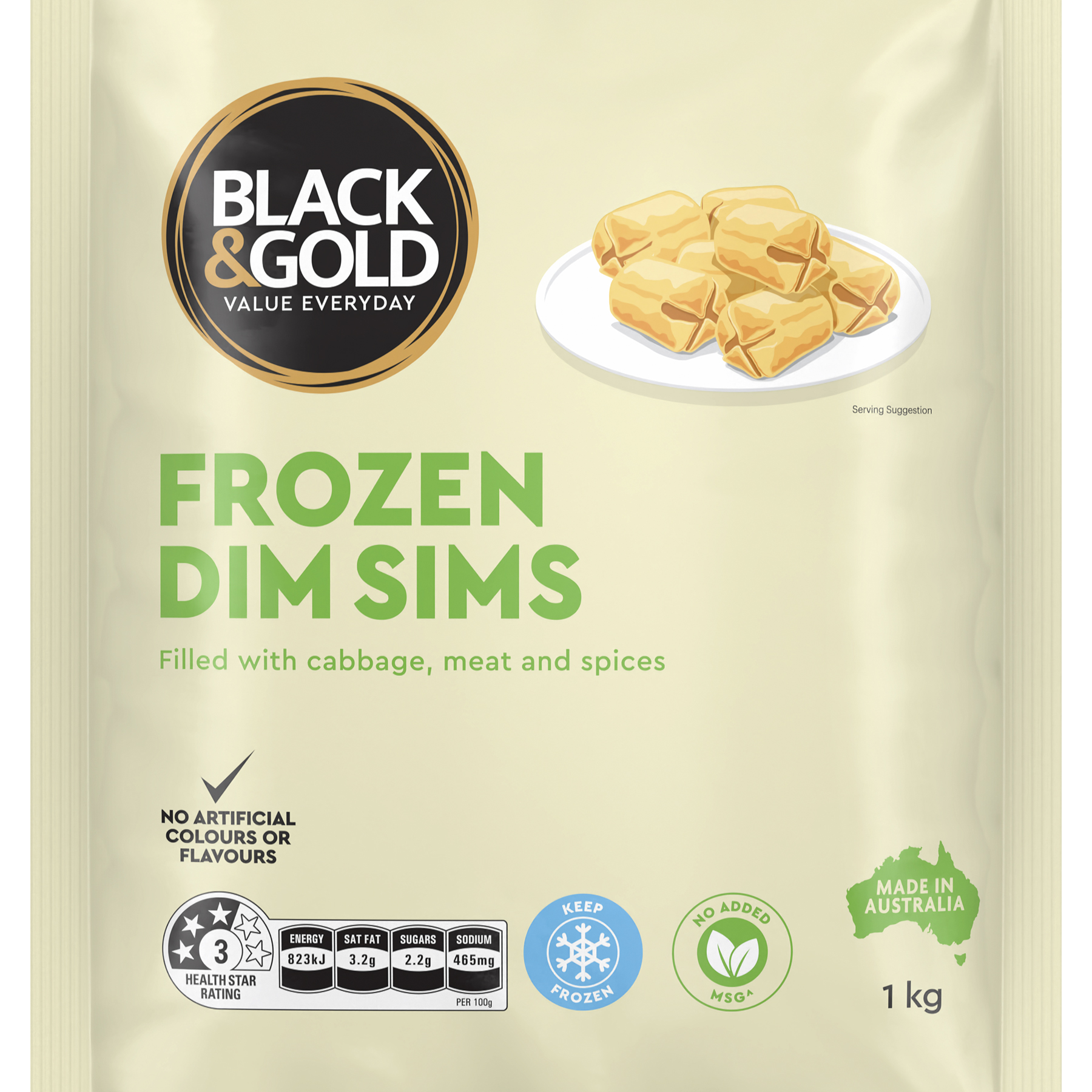 Black & Gold Dim Sims 1kg