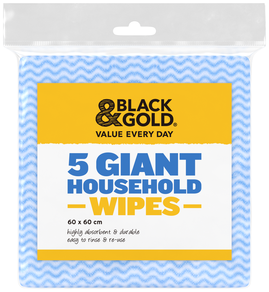 Black & Gold 5 Giant Household Wipes