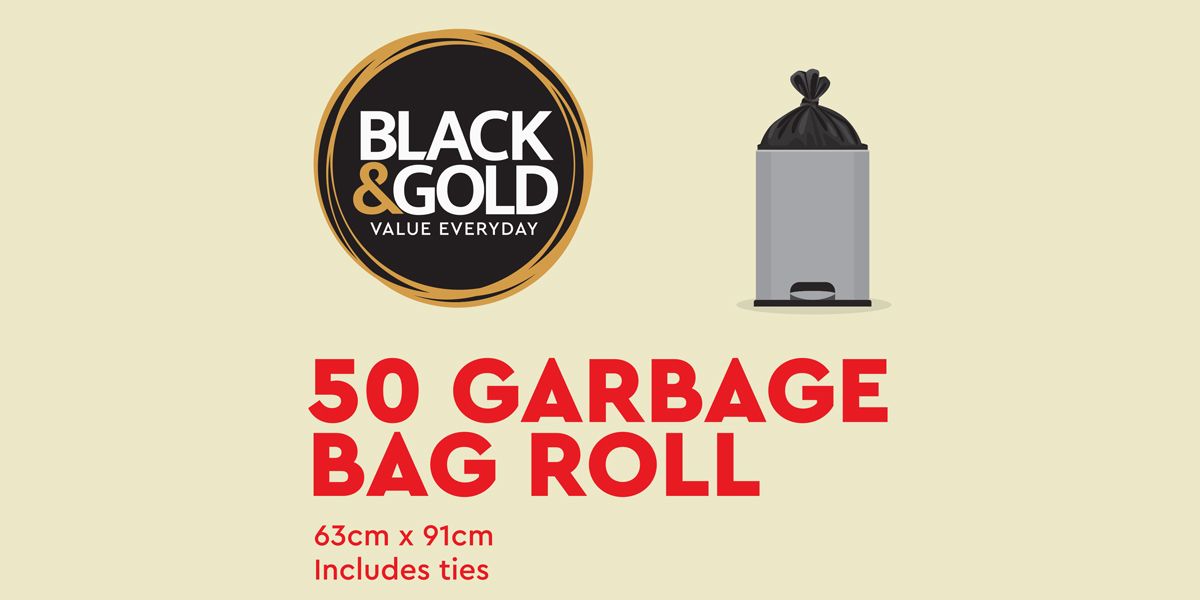 Black & Gold 50 Garbage Bag Roll