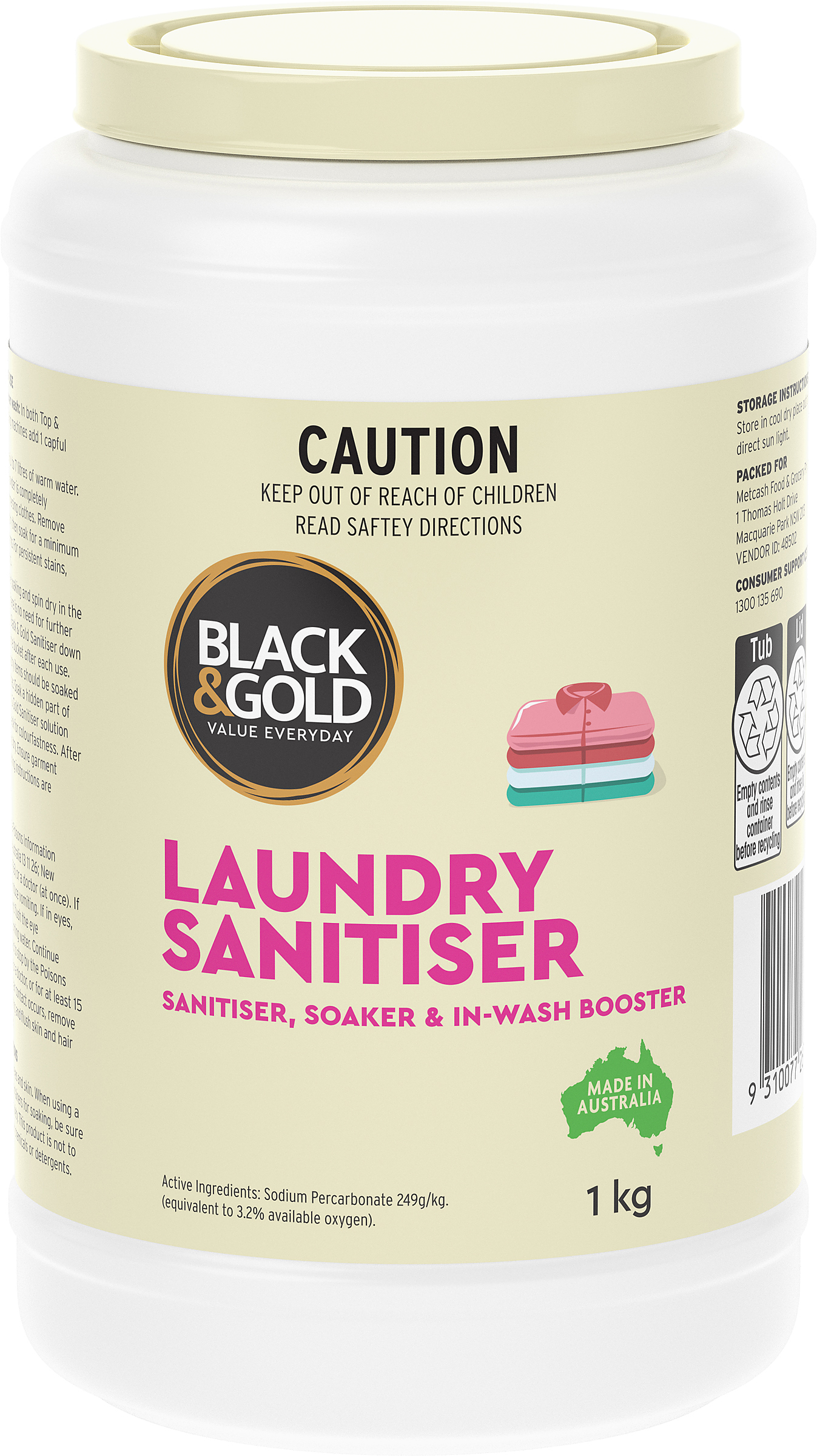 Black & Gold Laundry Sanitiser 1kg 356980