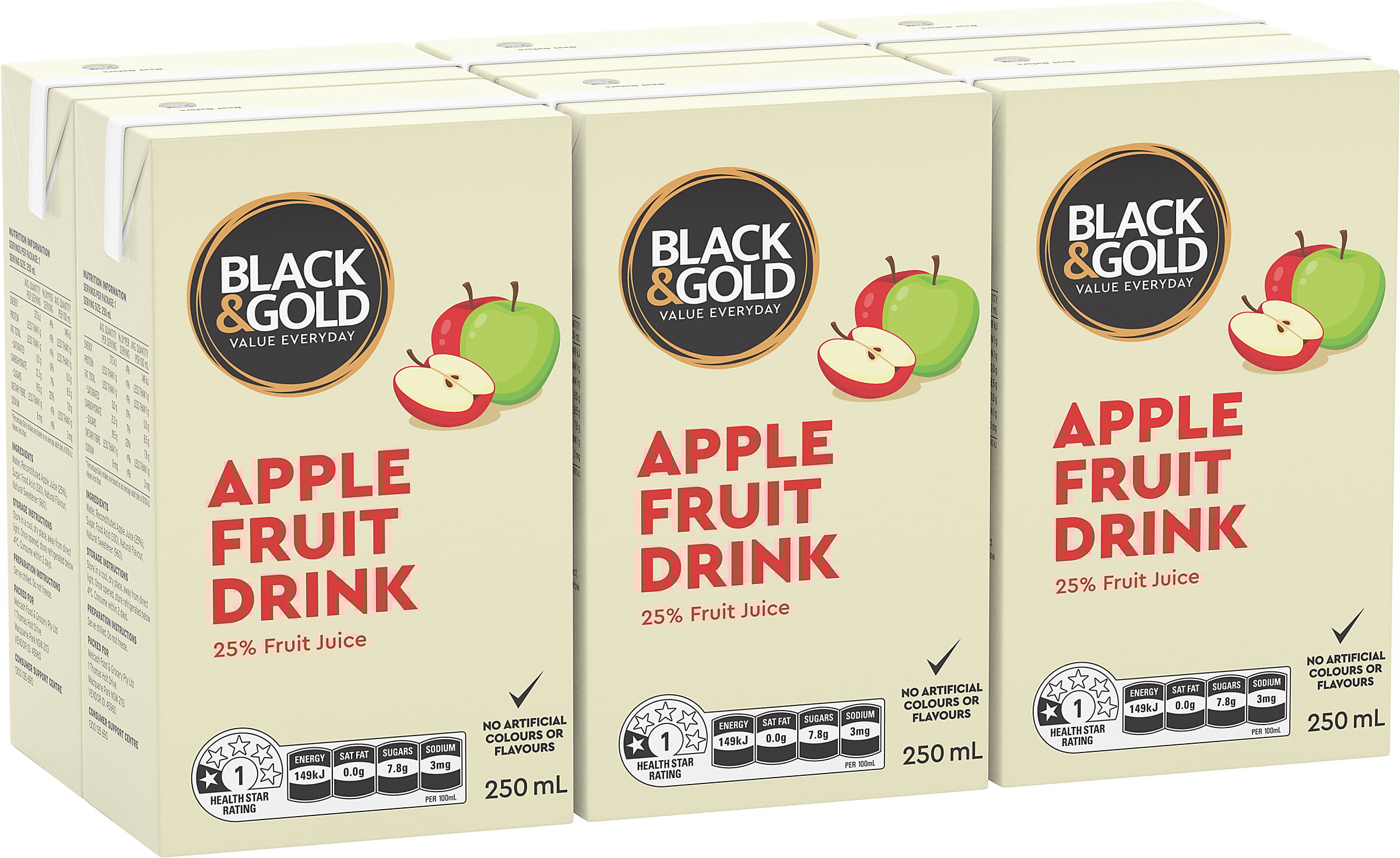 Black & Gold Apple Fruit Drink 6x250mL