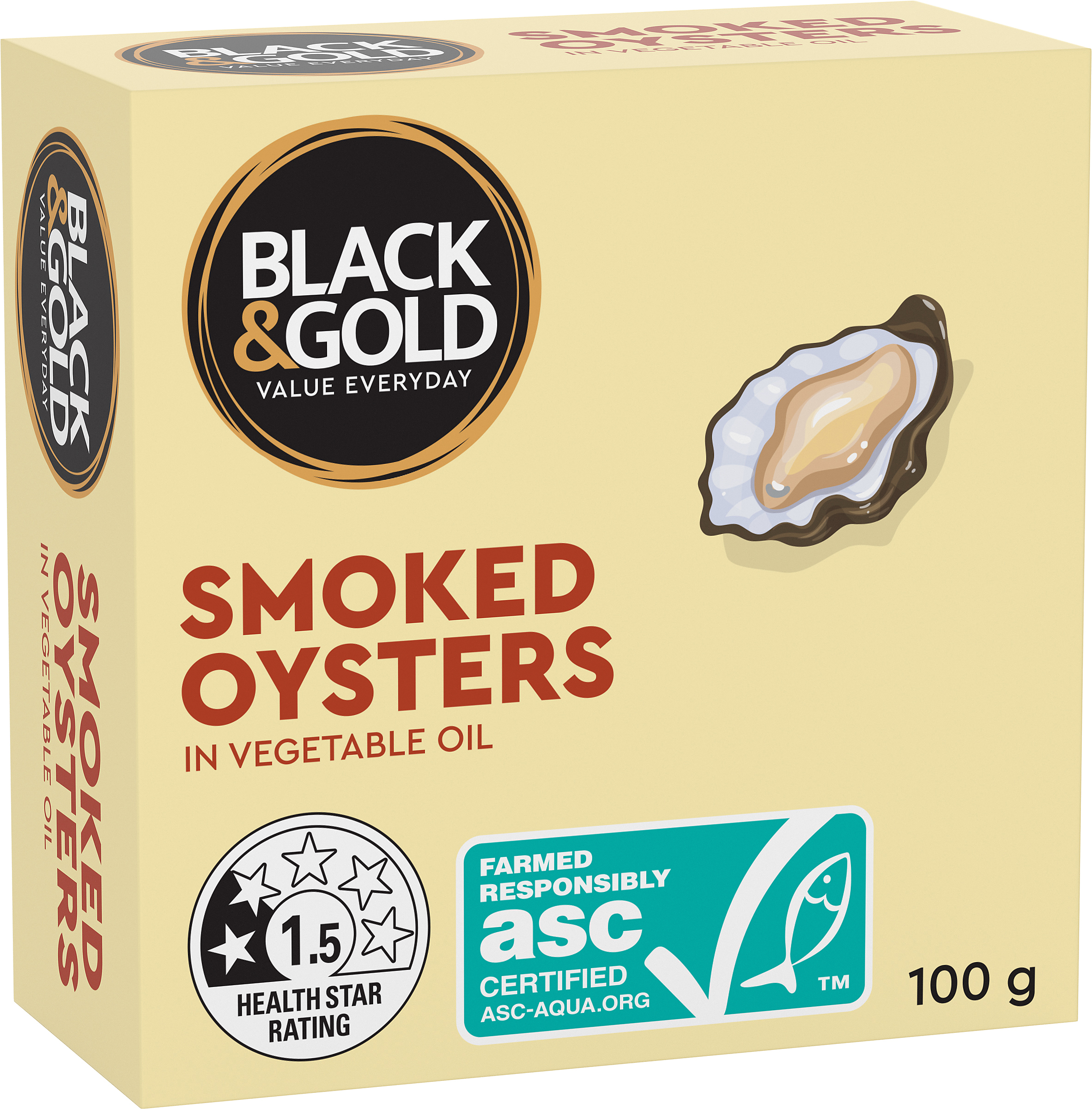 Black & Gold Smoked Oysters 100g
