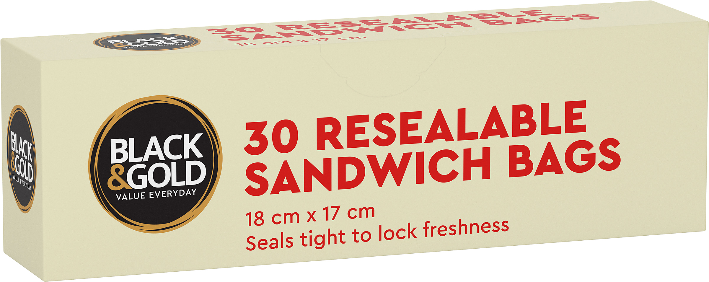 Black & Gold 30 Resealable Sandwich Bags 608353