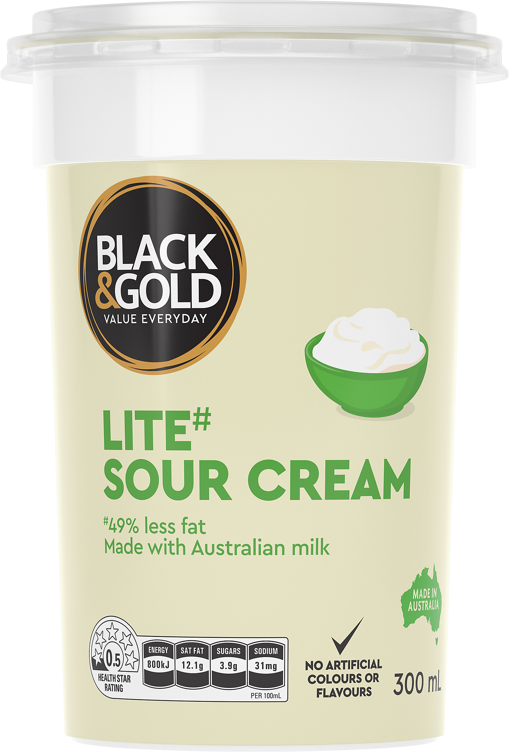 Black & Gold Lite Sour Cream 300mL