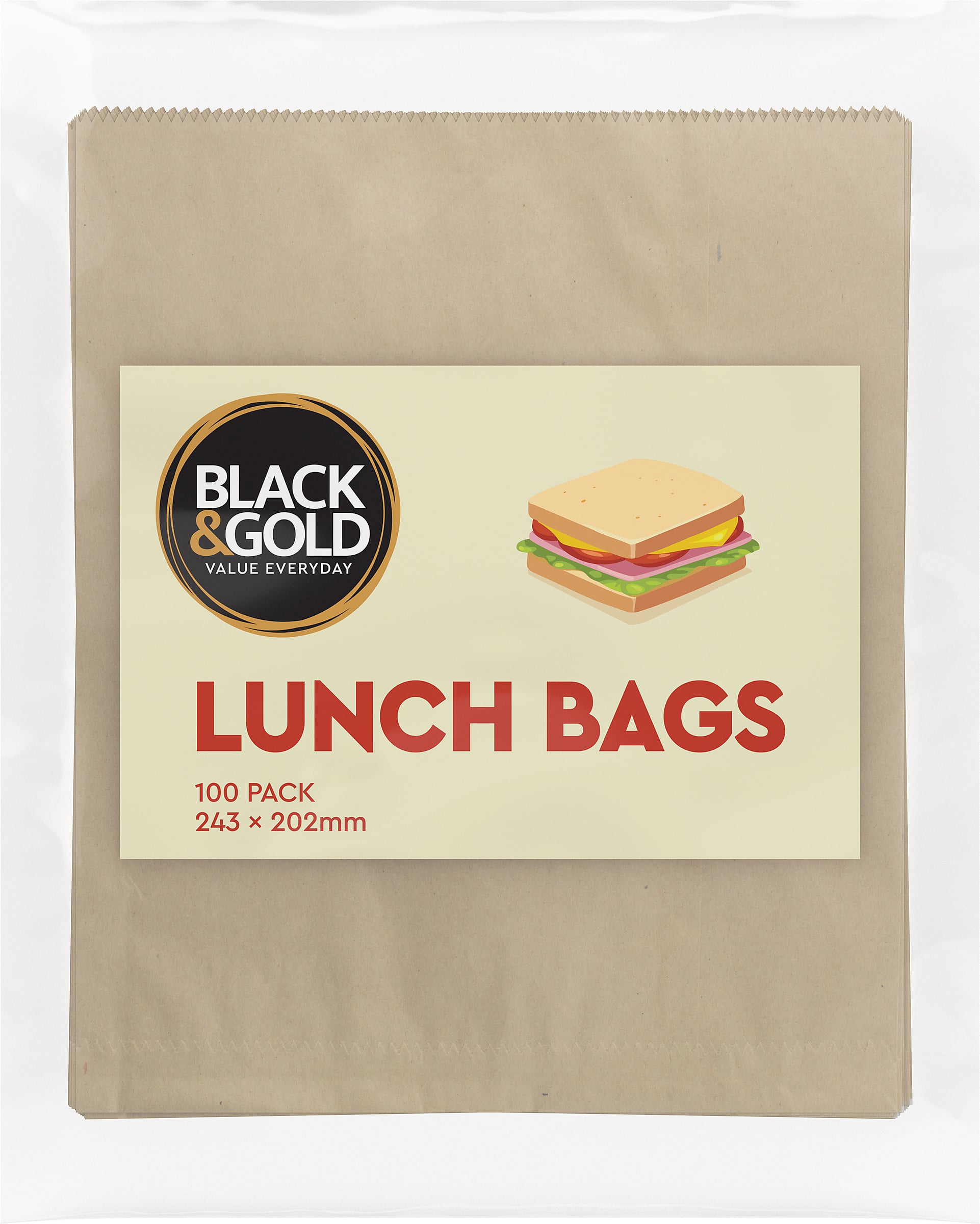 Black & Gold Lunch Bags 100pk