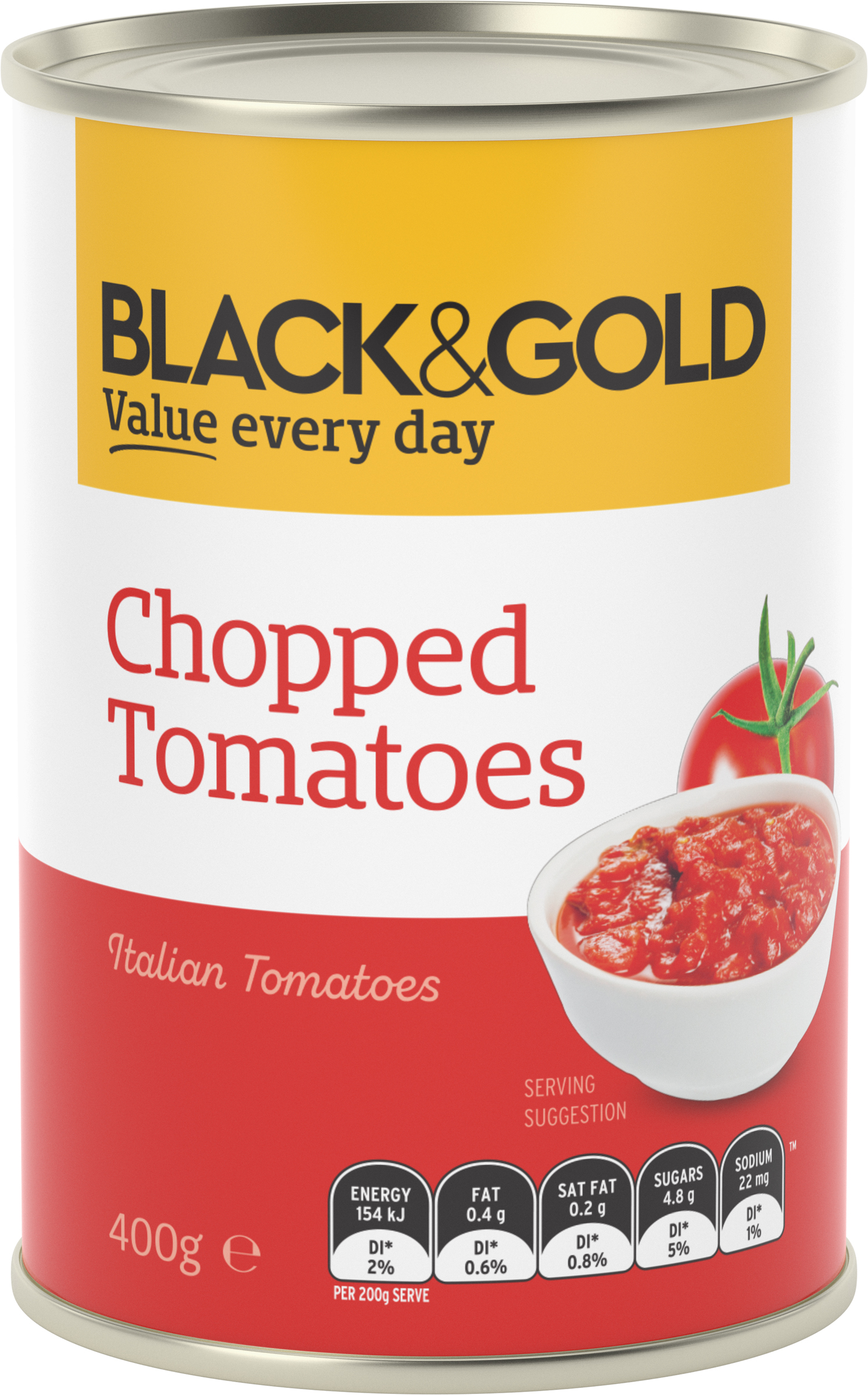 Black & Gold Chopped Tomatoes 400g