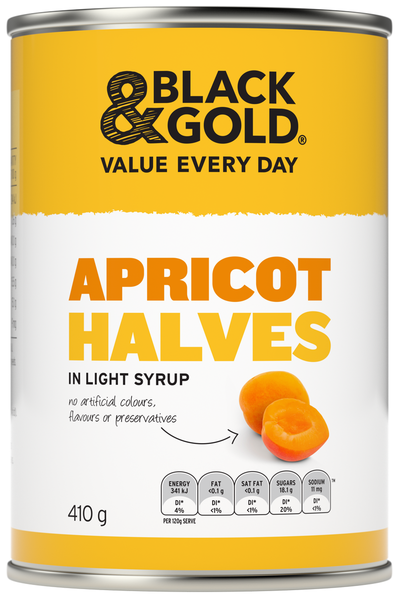 Black & Gold Apricot Halves in Light Syrup 410g