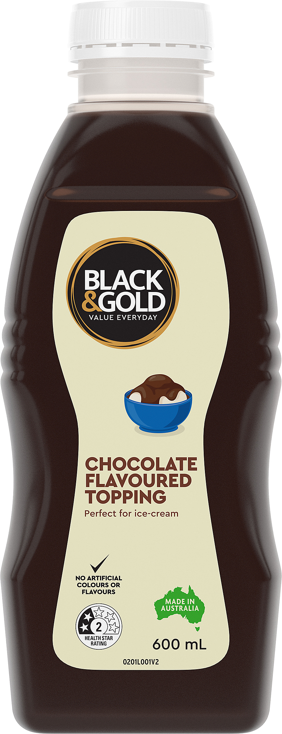 Black & Gold Chocolate Flavoured Topping 600mL