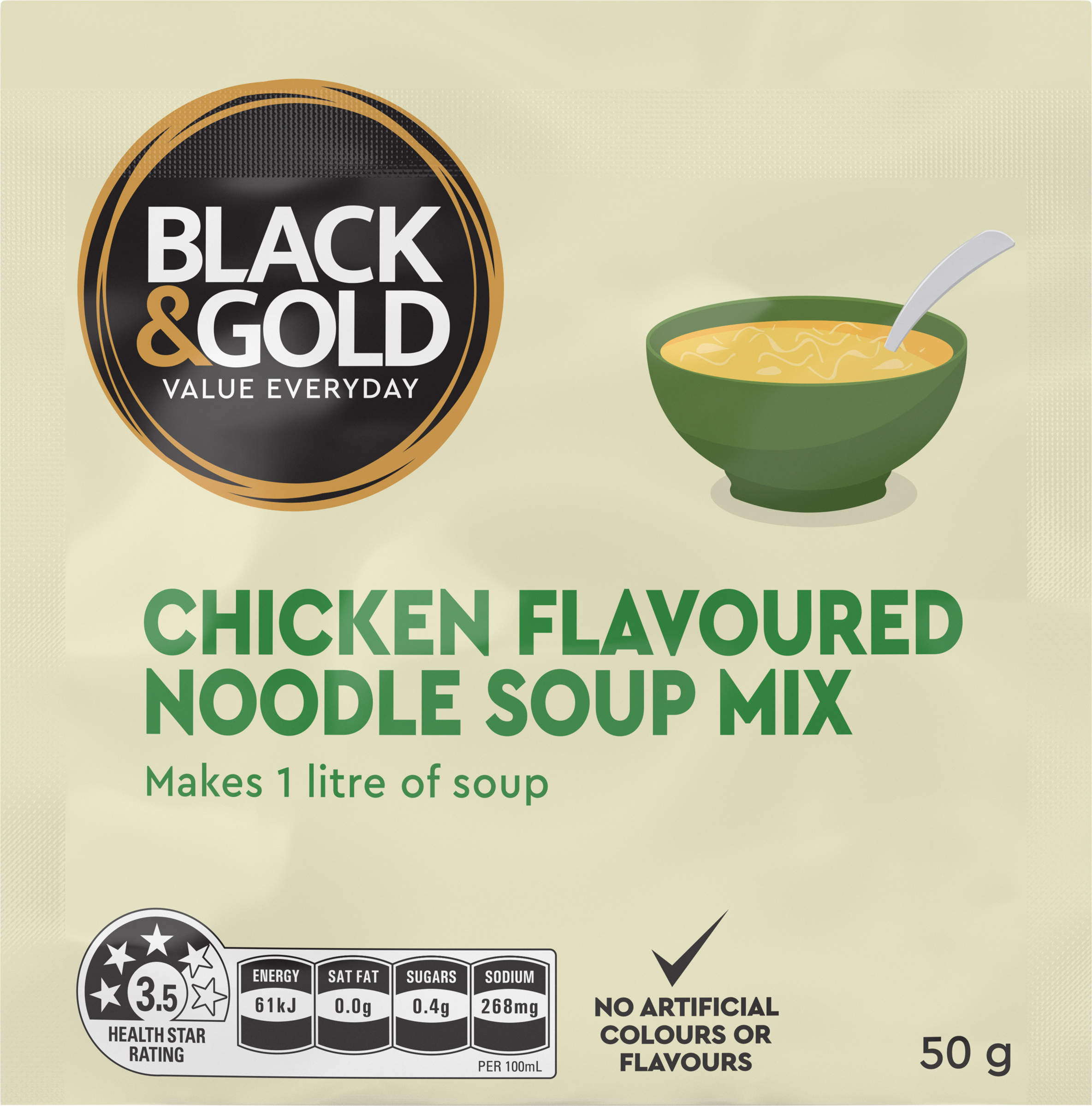 Black & Gold Chicken Flavoured Noodle Soup Mix 50g