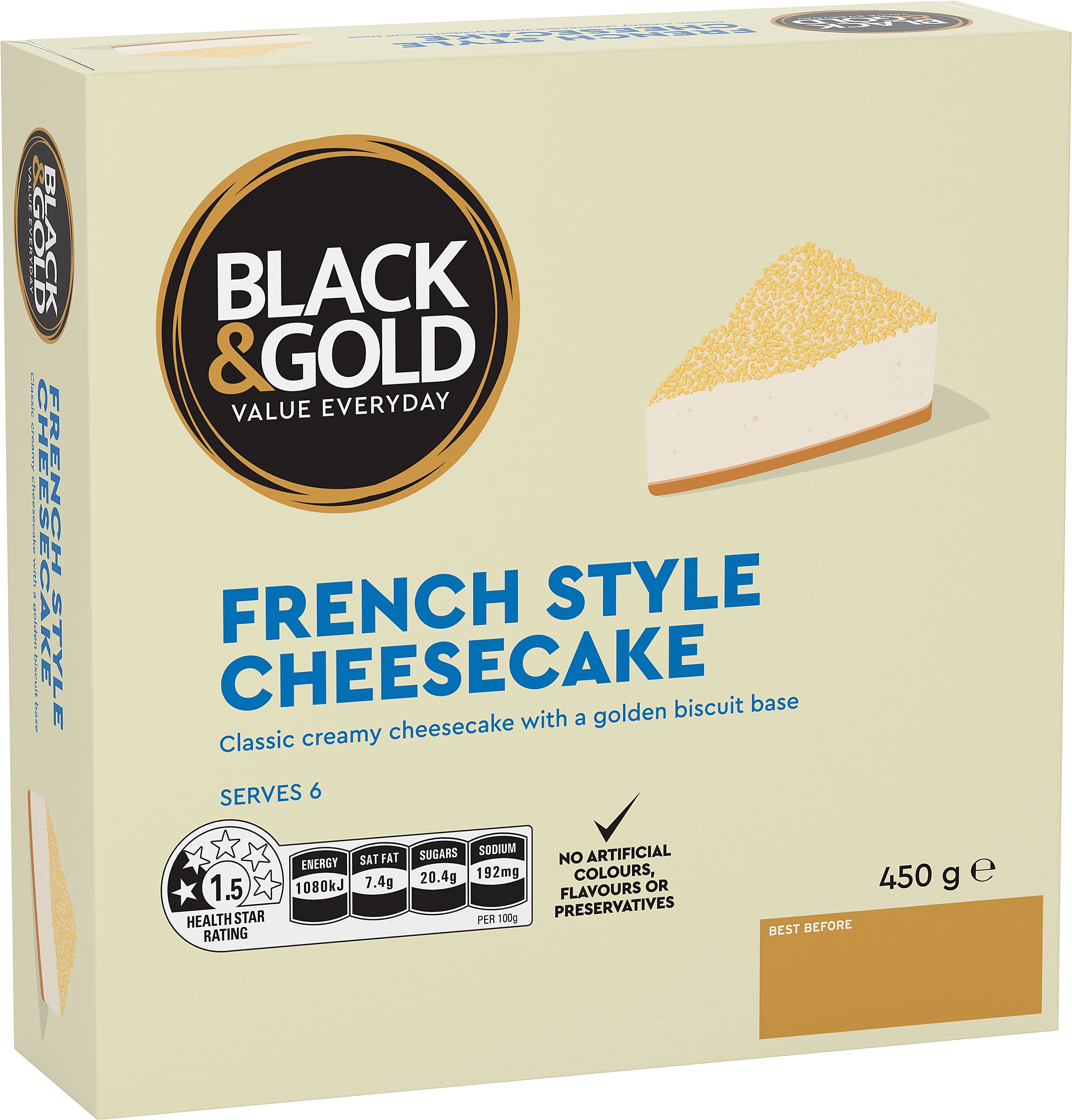 Black & Gold French Style Cheesecake 450g