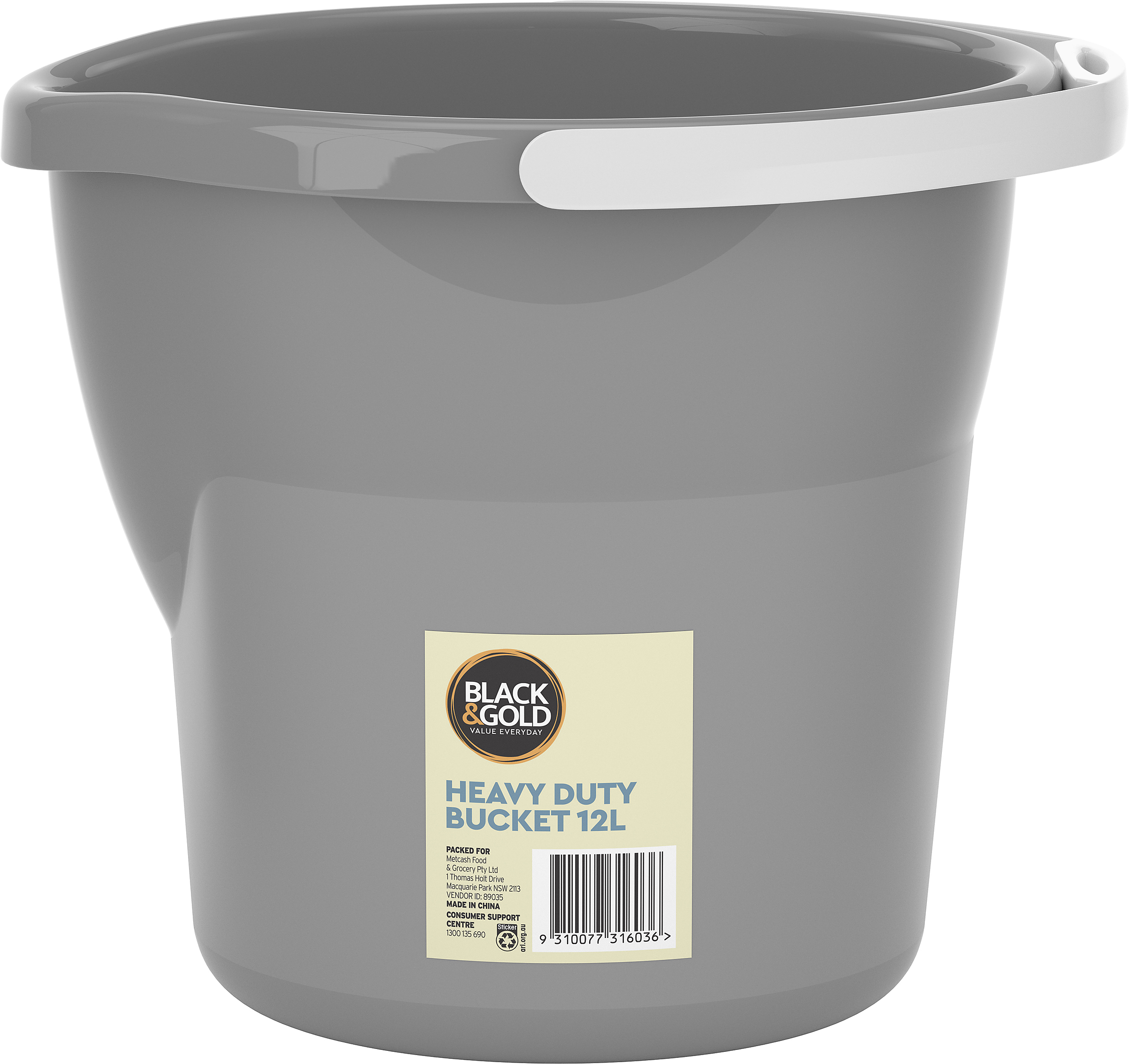 Black & Gold Heavy Duty Bucket 12L