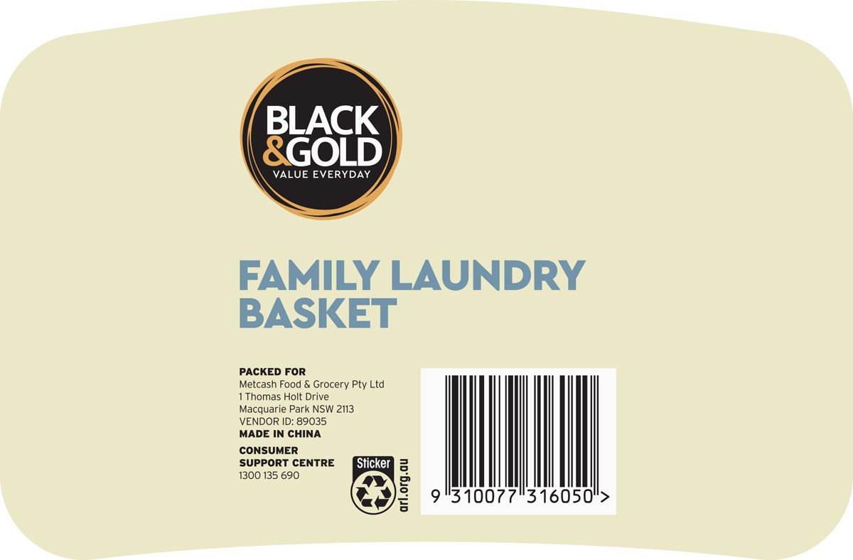 Black & Gold Family Laundry Basket