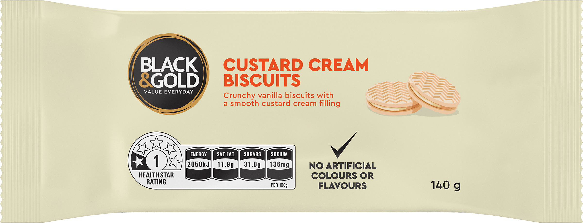 Black & Gold Custard Cream Biscuits 140g