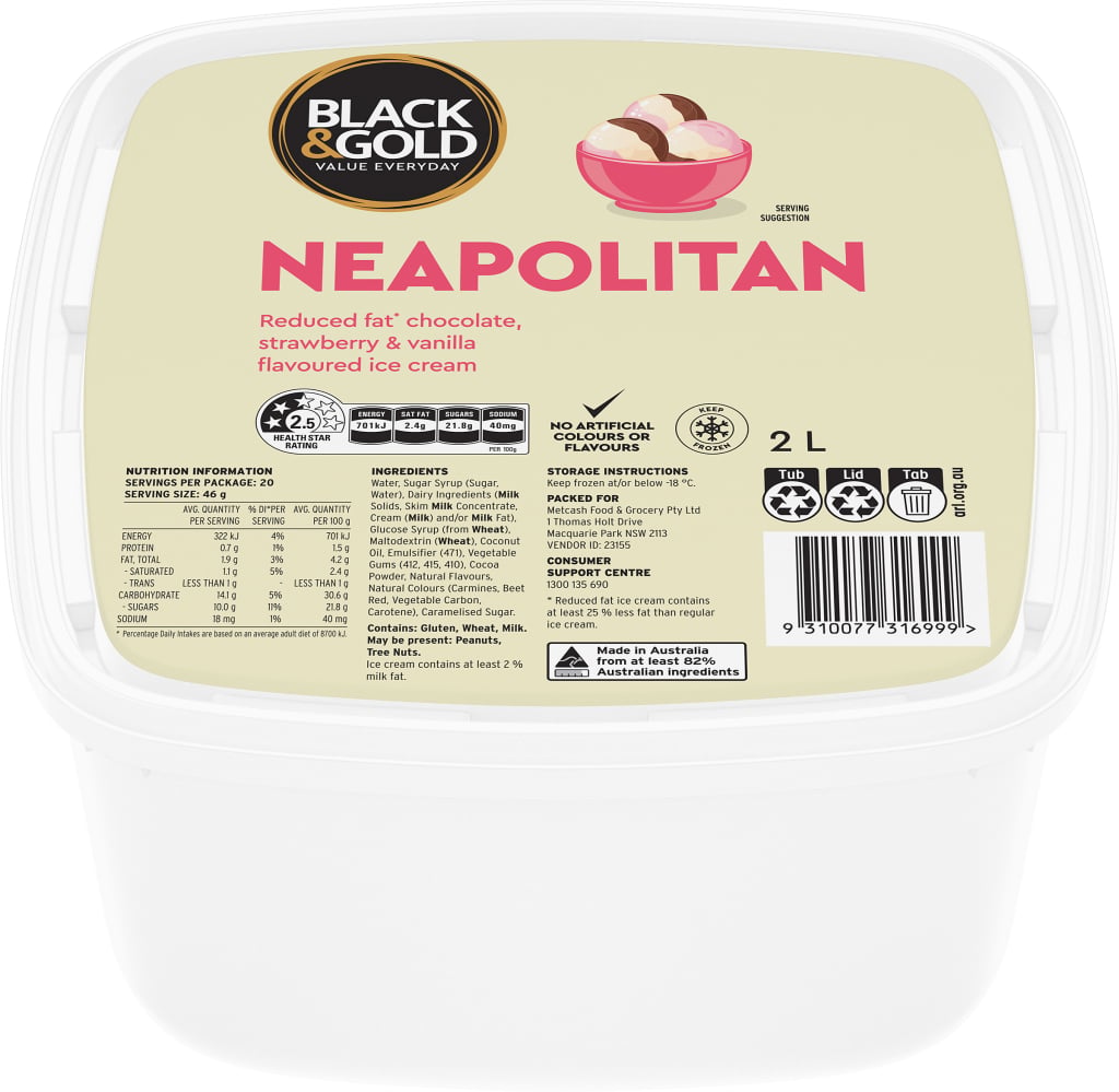 Black & Gold Vanilla Ice Cream 2L Ratings - Mouths of Mums