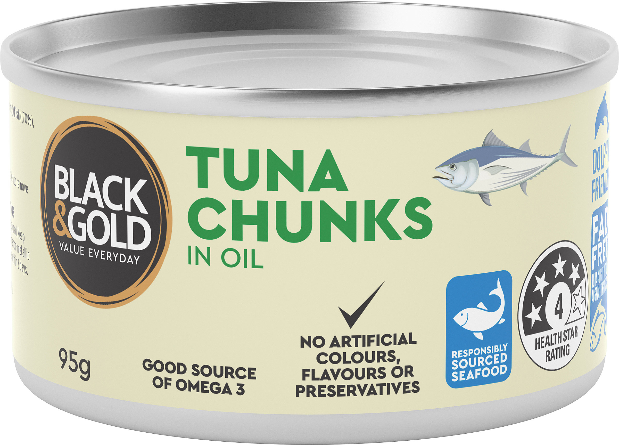 Black & Gold Tuna Chunks in Oil 95g