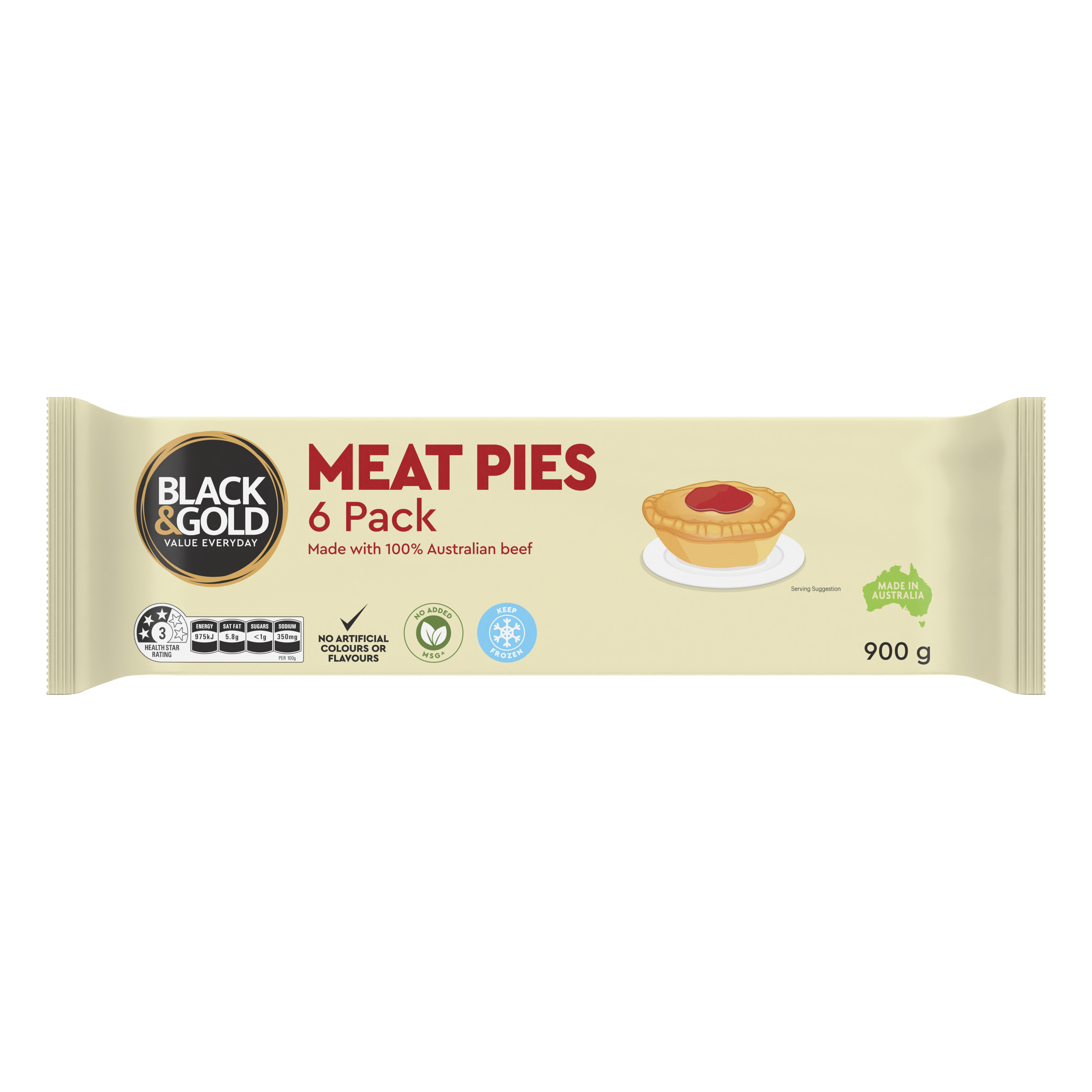 Black & Gold Meat Pies 6pk 900g