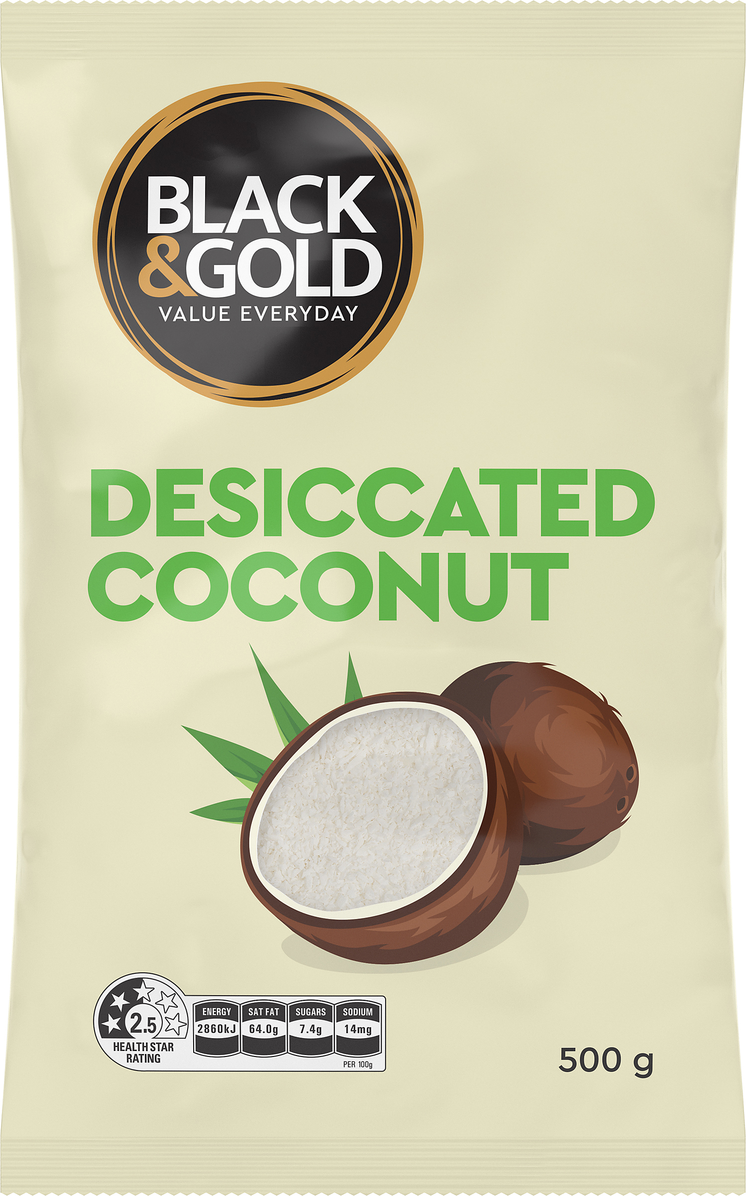 Black & Gold Desiccated Coconut 500g 091239