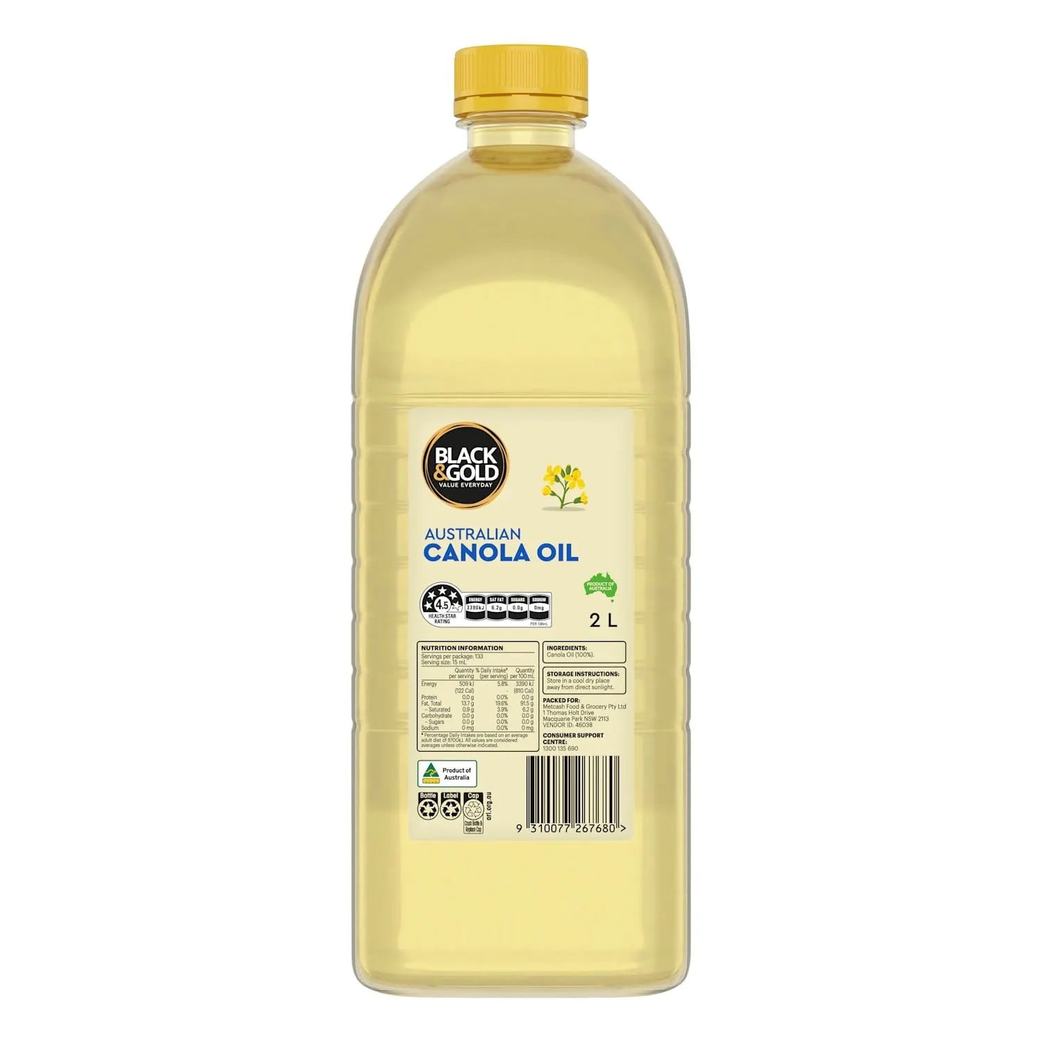 Black & Gold Australian Canola Oil 2 Litre