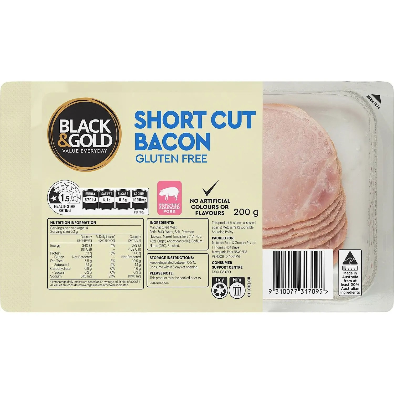 Black & Gold Bacon Shortcut 200 Gram