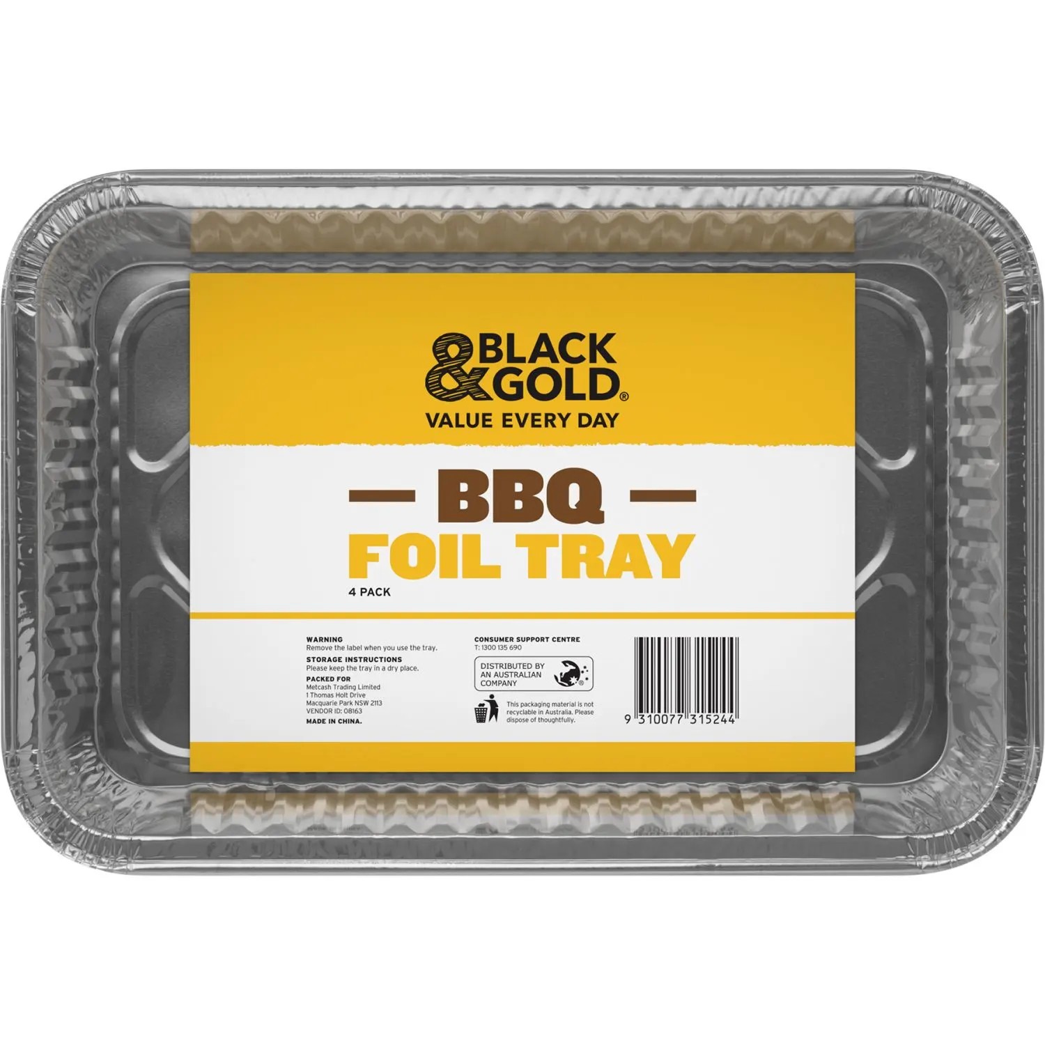 Black & Gold BBQ Foil Tray Lid 4 Pack