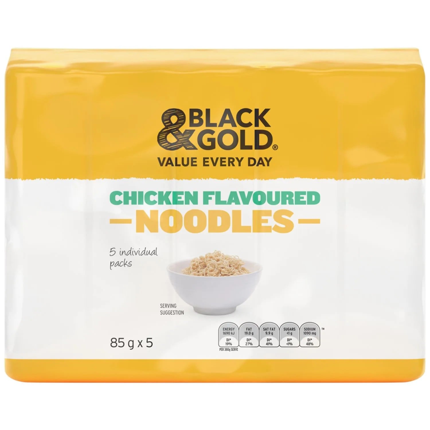 Black & Gold Chicken Flavoured Noodles 5 Pack