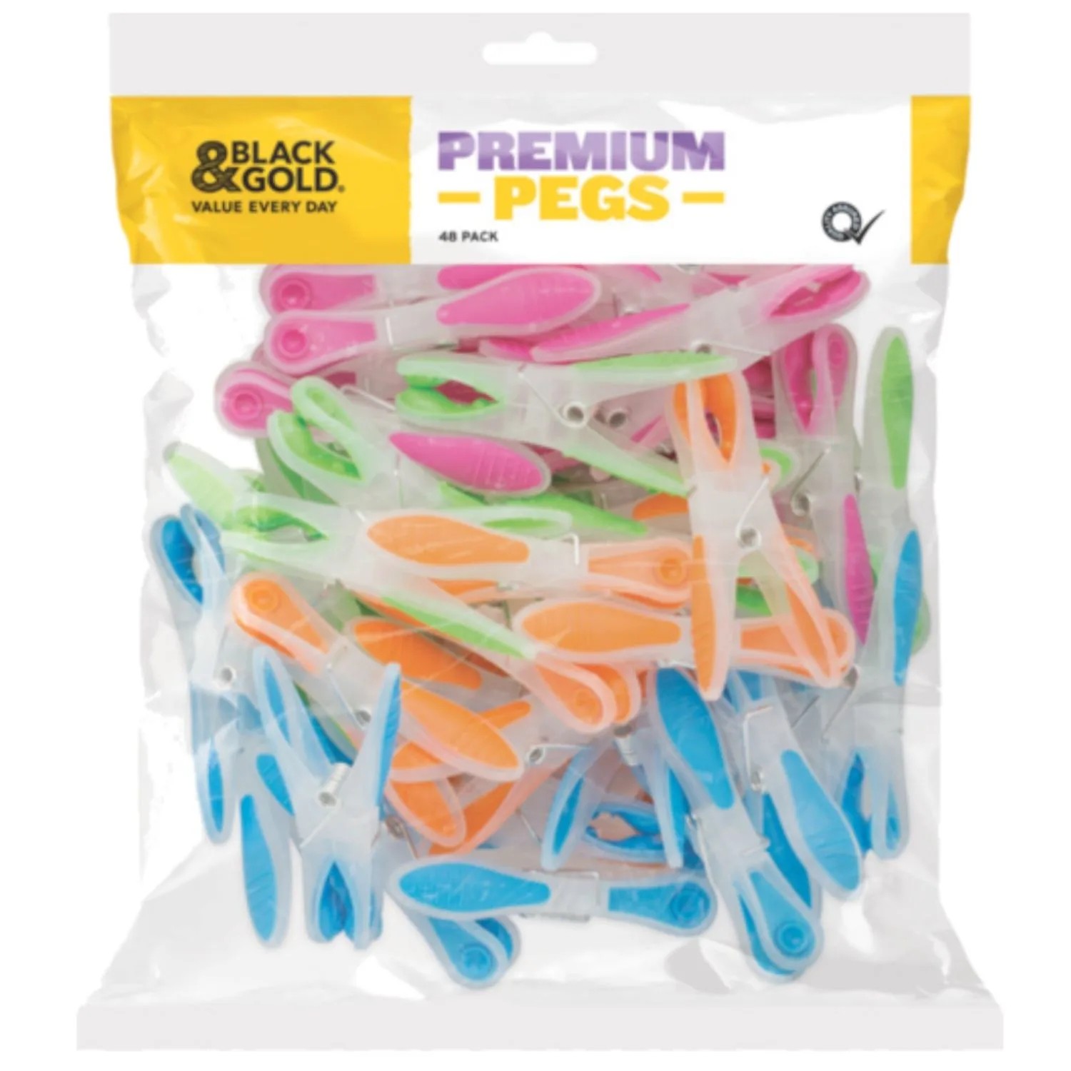 Black & Gold Clothes Pegs Premuim 48 Pack