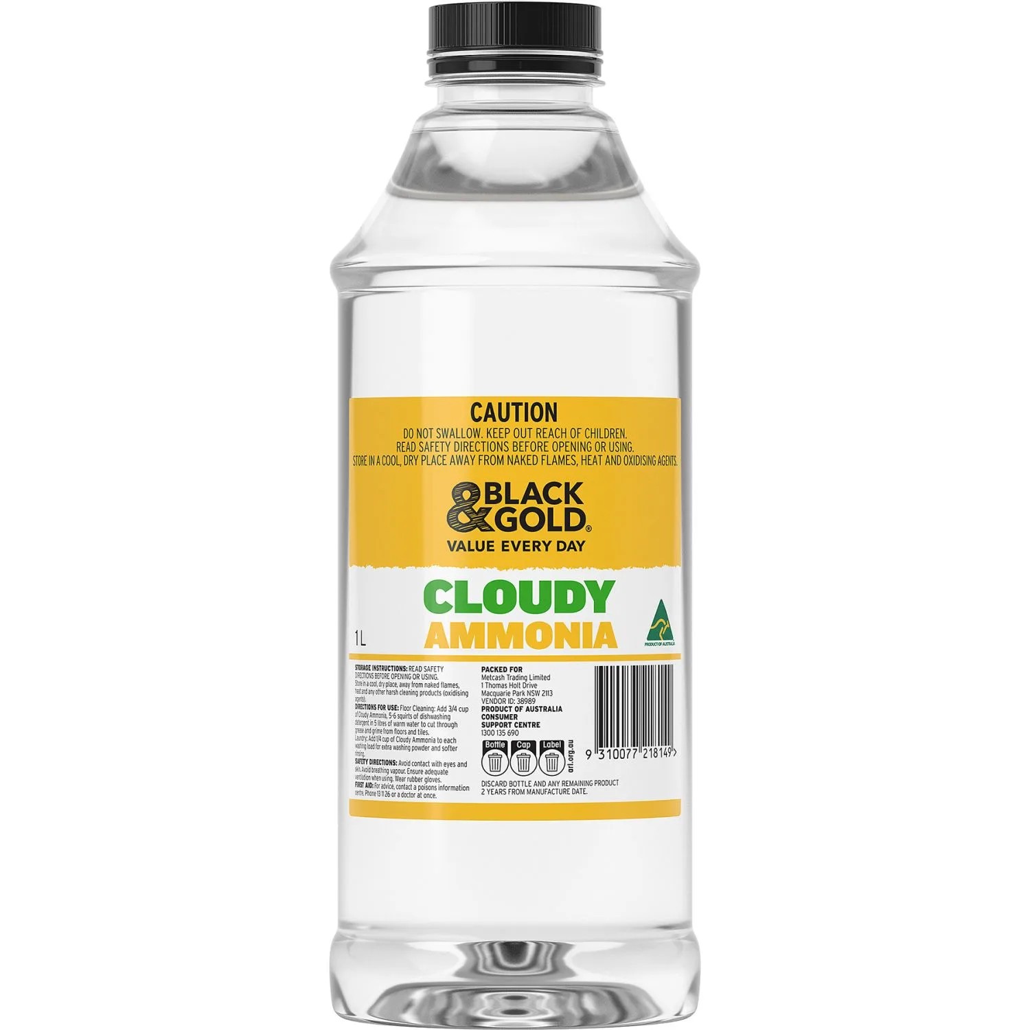 Black & Gold Cloudy Ammonia 1 Litre