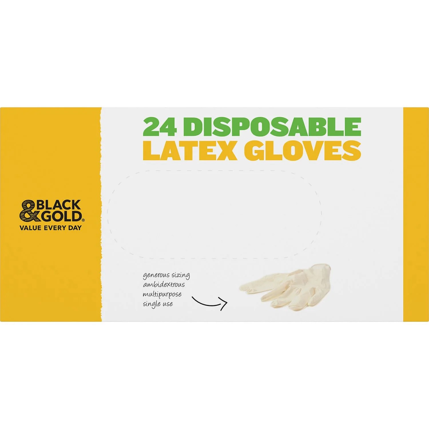 Black & Gold Disposable Latex Gloves 24 Pack