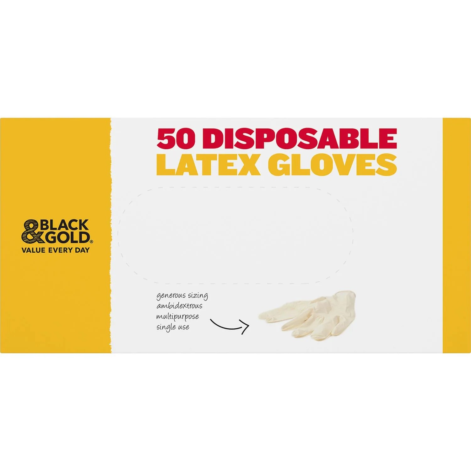 Black & Gold Disposable Latex Gloves 50 Pack